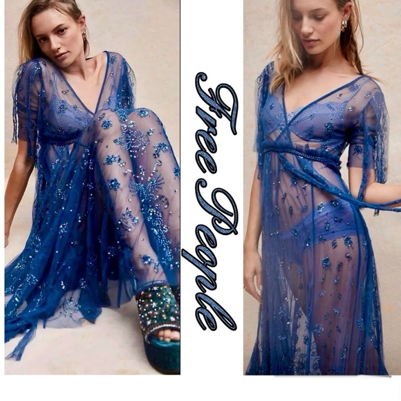 SOLD!! NWT Free People Sascha Sequin Maxi Dress with Original Included Slip (4) - Picture 12 of 12